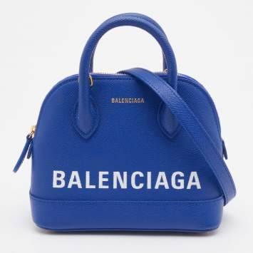 Pre Owned Balenciaga Blue Leather XXS Ville Satchel
