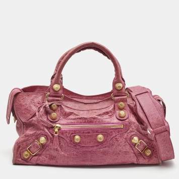 Pre Owned Balenciaga Pink Leather GGH Part Time Bag