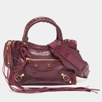 Pre Owned Balenciaga Violet Leather Mini GH Classic City Bag