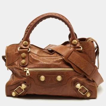 Pre Owned Balenciaga Brown Leather GGH City Bag