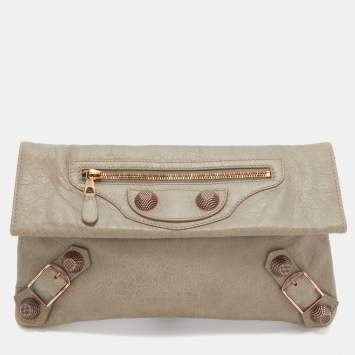 Pre Owned Balenciaga Grey Leather Giant 21 Classic Envelope Clutch