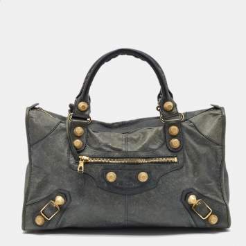 مملوكة مسبقًا Balenciaga Grey Leather Classic GGH Work Bag