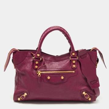 Pre Owned Balenciaga Burgundy Leather RGH Classic City Tote