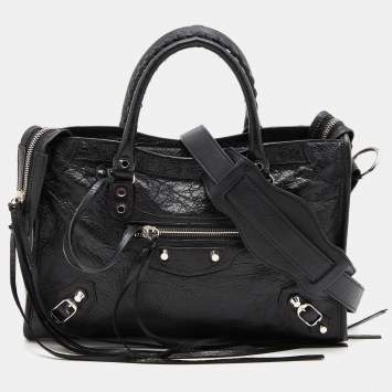 Pre Owned Balenciaga Black Leather Small Classic City RH Tote