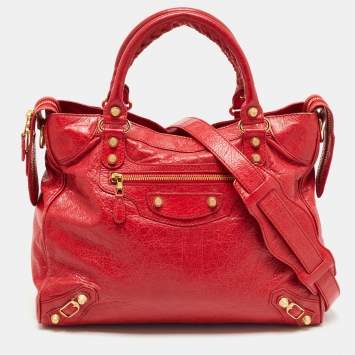 Pre Owned Balenciaga Red Leather Classic Velo RGH Tote