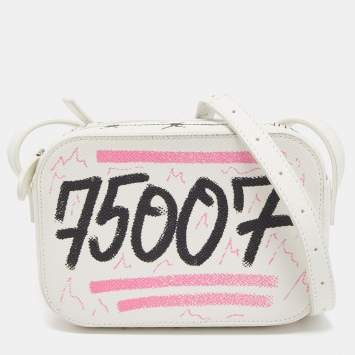 Pre Owned Balenciaga White Graffiti Leather Everyday Crossbody Bag