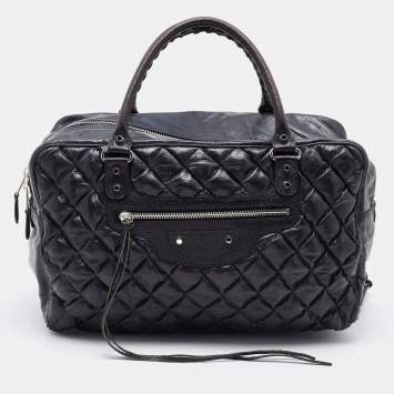 Pre Owned Balenciaga Black Quilted Chevre Leather Matelassé GM Bag