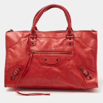 Pre Owned Balenciaga Red Leather RH Work Tote