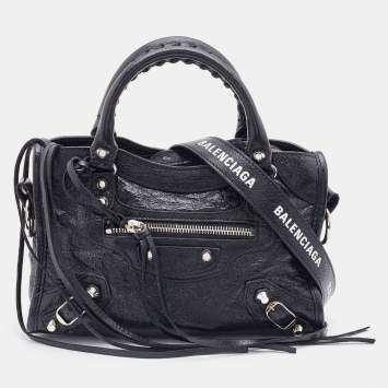Pre Owned Balenciaga Black Leather Mini RH Classic City Bag