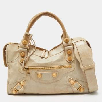 Pre Owned Balenciaga Argent Leather Giant 21 Gold Motorcycle City Bag