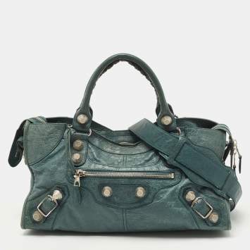 Pre Owned Balenciaga Green Leather SGH Part Time Tote