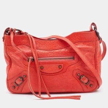 Pre Owned Balenciaga Rose Corail Leather Classic Hip Crossbody Bag