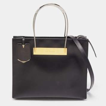 Pre Owned Balenciaga Black Leather Small Cable Shopper Tote
