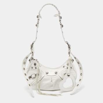 Pre Owned Balenciaga White Leather XS Le Cagole Shoulder Bag