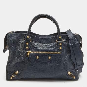 Pre Owned Balenciaga Dark Blue Leather RGH City Tote