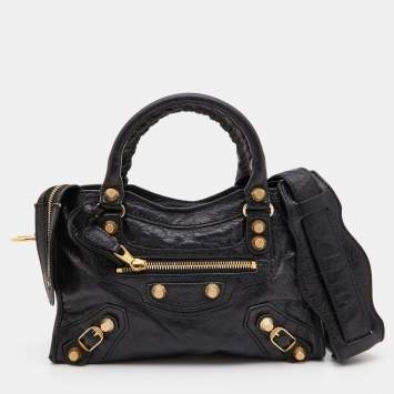 Pre Owned Balenciaga Black Leather Mini RH City Bag