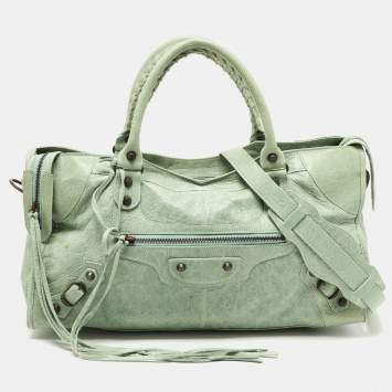 Pre Owned Balenciaga Light Green Leather RH Part Time Tote