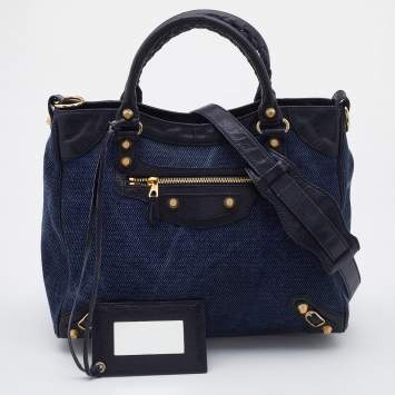 Pre Owned Balenciaga Blue Canvas and Leather RH Velo Bag
