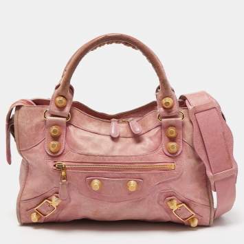 Pre Owned Balenciaga Light Pink Leather GGH City Tote