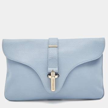Pre Owned Balenciaga Blue Leather Tube Clutch