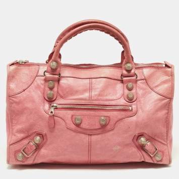 Pre Owned Balenciaga Bubble Gum Pink Leather GSH Work Tote