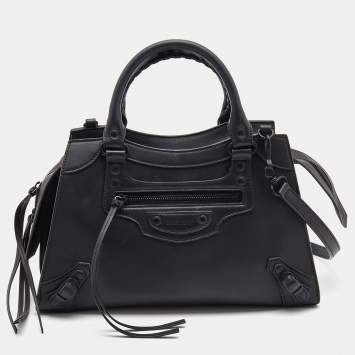 Pre Owned Balenciaga Black Leather Small Neo Classic Tote