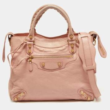 Pre Owned Balenciaga Rose Peche Leather RH Velo Bag