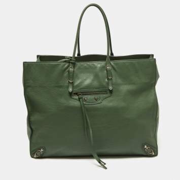 Pre Owned Balenciaga Cypress Leather Papier A4 Tote