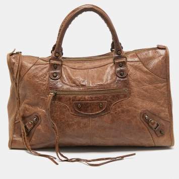 Pre Owned Balenciaga Dark Brown Leather RH Work Tote