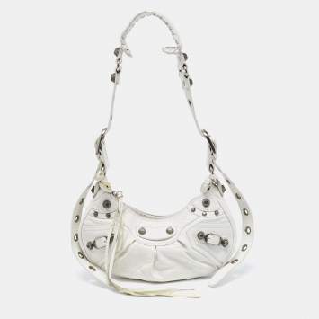 Pre Owned Balenciaga White Leather XS Le Cagole Shoulder Bag