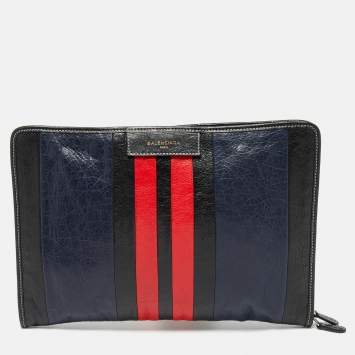 Pre Owned Balenciaga Tricolor Leather Bazar Pouch