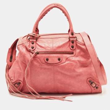Pre Owned Balenciaga Pink Leather Classic Velo Tote
