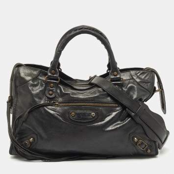 Pre Owned Balenciaga Black Leather RH Classic City Bag