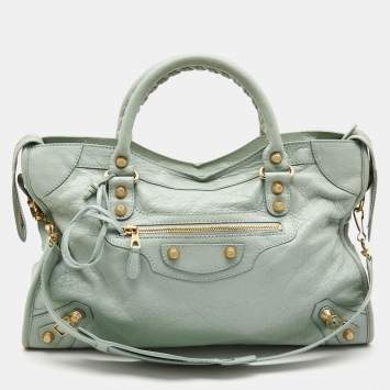 Pre Owned Balenciaga Light Green Leather RH City Bag