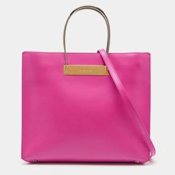 Pre Owned Balenciaga Pink Leather Cable Strap Tote