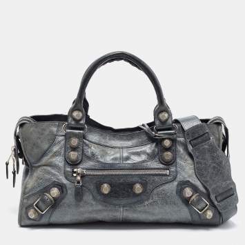 Pre Owned Balenciaga Grey Leather GSH Part Time Tote