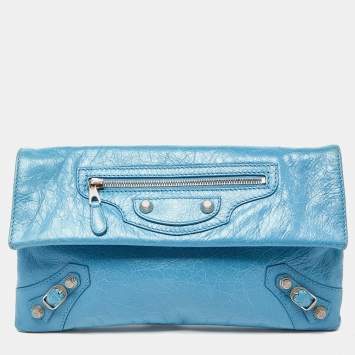 Pre Owned Balenciaga Torquise Leather RH Envelope Clutch