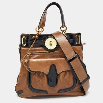 Pre Owned Balenciaga Brown/Black Leather Lune Tote