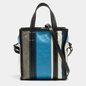 Pre Owned Balenciaga Multicolor Leather XS Bazar Stripe Tote