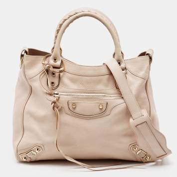 Pre Owned Balenciaga Pink Leather Classic Velo RH Tote