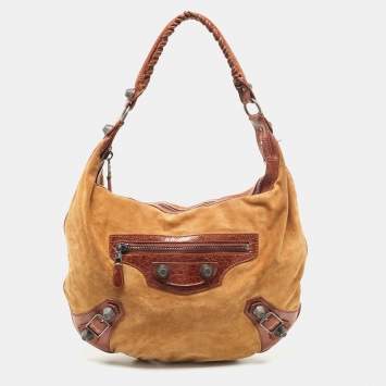 Pre Owned Balenciaga Brown/Tan Leather and Suede SGH Hobo
