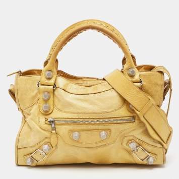 Pre Owned Balenciaga Yellow Leather GSH City Tote