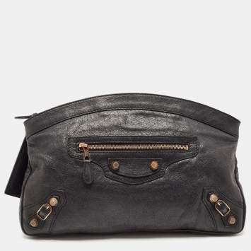 Pre Owned Balenciaga Black Leather RH Premier Clutch
