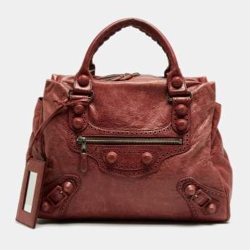 Pre Owned Balenciaga Rose-Bruyere Leather GSH Midday Bag