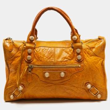 Pre Owned Balenciaga Mustard Yellow Leather RGGH Work Tote