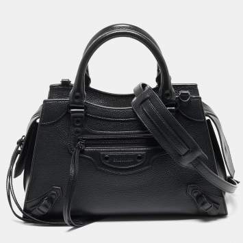 Pre Owned Balenciaga Black Leather Small Neo Classic Tote
