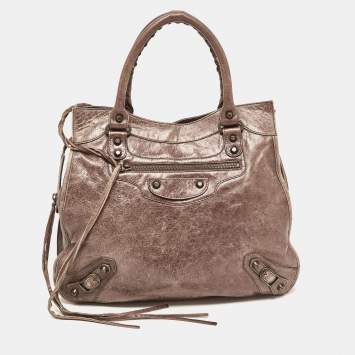 Pre Owned Balenciaga Dark Brown Leather Mid Afternoon Tote