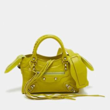 Pre Owned Balenciaga Curry Leather Mini Classic City Bag