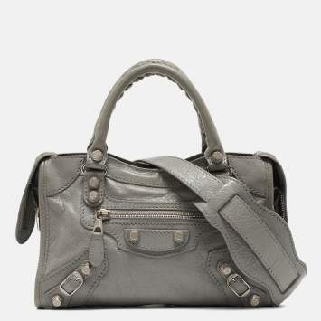 Pre Owned Balenciaga Ciment Leather Mini RH City Tote