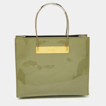 Pre Owned Balenciaga Grey Patent Leather Small Cable Shopper Tote
